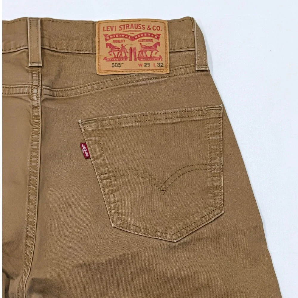 Levi's 505 Regular Fit Tan Khaki Straight Leg Pants W29 L32 Mens